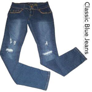 Classic Blue Jeans Distressed Skinny Jean Size 9